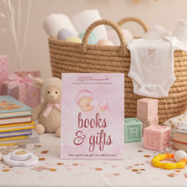 Pink Aqeeqah Baby girl books gifts Sign Reclamebord Met Voetstuk