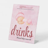 Pink Aqeeqah Baby girl drinks Sign Reclamebord Met Voetstuk (Voorkant)