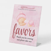Pink Aqeeqah Baby girl Favor Sign Reclamebord Met Voetstuk (Voorkant)