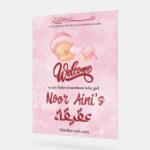 pink aqiqah baby girl welcome sign acryl bord (Hoek)