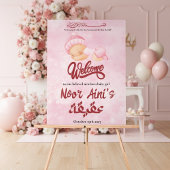 pink aqiqah baby girl welcome sign acryl bord