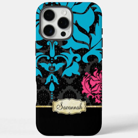 Pink Aqua Black en Gold aanpassen Case-Mate iPhone Case (Achterkant)