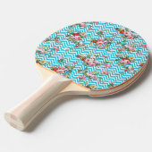 Pink Aqua Floral Chevron Glitter Print Tafeltennisbatje (Voorkant Gekanteld)