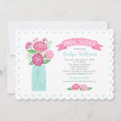  Pink Aqua Floral Mason Jar Vrijgezellenfeest Kaart (Voorkant)