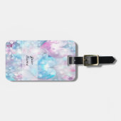 Pink Aqua Hearts and Flowers Bagagelabel (Voorkant horizontaal)