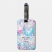 Pink Aqua Hearts and Flowers Bagagelabel (Achterkant verticaal)