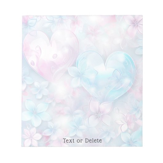 Pink Aqua Hearts and Flowers Notitieblok (Voorkant)