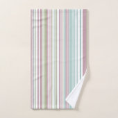 Pink, Aqua, mint, spring rain and mauve stripes Bad Handdoek (Handdoek)