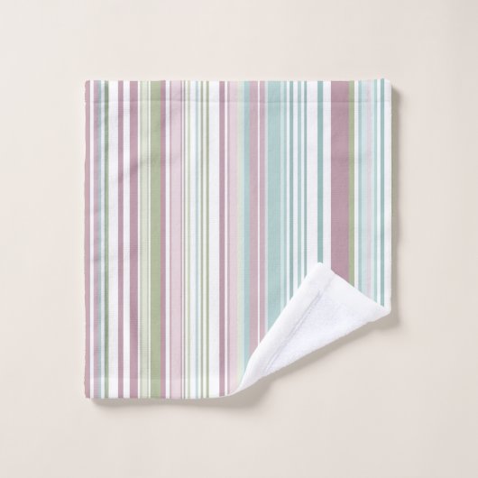 Pink, Aqua, mint, spring rain and mauve stripes Bad Handdoek (Wasdoekje)