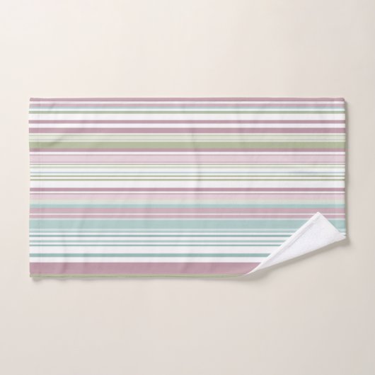 Pink, Aqua, mint, spring rain and mauve stripes Bad Handdoek (Handdoek)