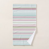 Pink, Aqua, mint, spring rain and mauve stripes Bad Handdoek (Handdoek)