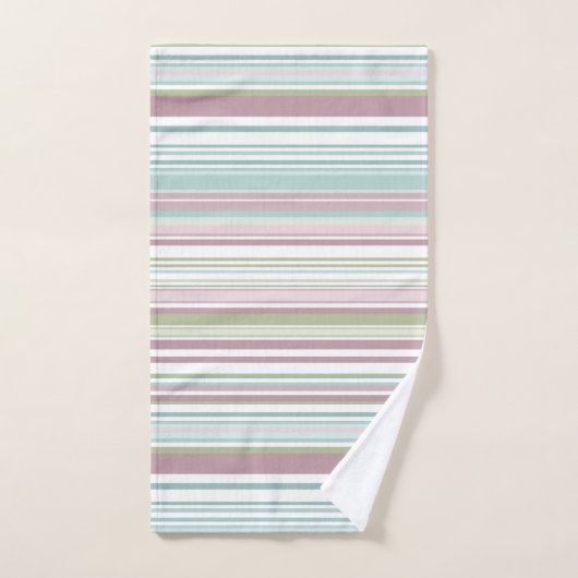 Pink, Aqua, mint, spring rain and mauve stripes Bad Handdoek (Handdoek)