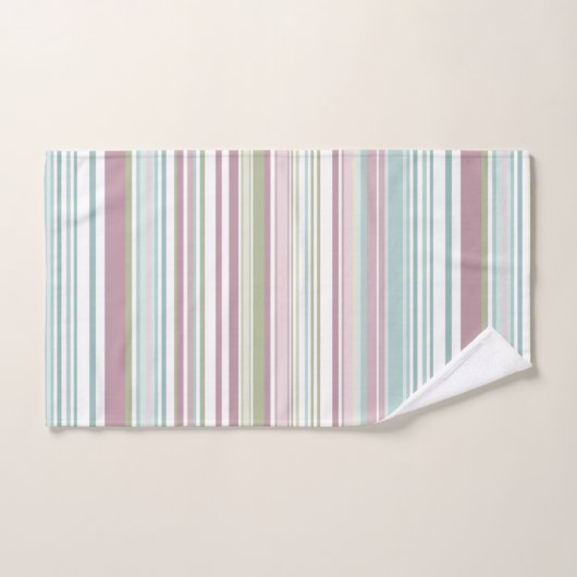 Pink, Aqua, mint, spring rain and mauve stripes Bad Handdoek (Handdoek)
