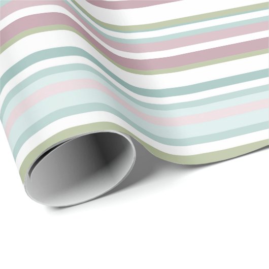 Pink, Aqua, mint, spring rain and mauve stripes Cadeaupapier (Rol Hoek)