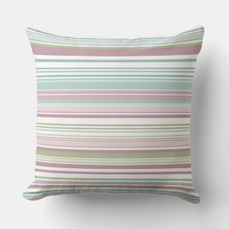 Pink, Aqua, mint, spring rain and mauve stripes Kussen