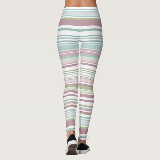 Pink, Aqua, mint, spring rain and mauve stripes Leggings (Achterkant)