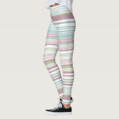 Pink, Aqua, mint, spring rain and mauve stripes Leggings (Links)