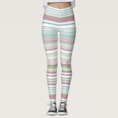 Pink, Aqua, mint, spring rain and mauve stripes Leggings (Voorkant)