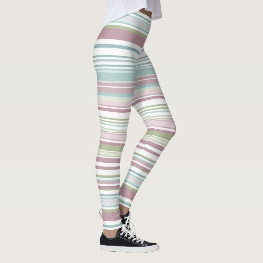 Pink, Aqua, mint, spring rain and mauve stripes Leggings (Rechts)