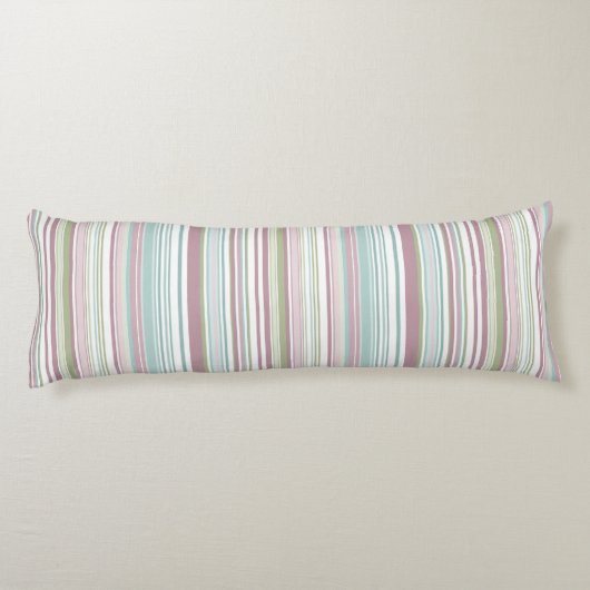 Pink, Aqua, mint, spring rain and mauve stripes Lichaamskussen (Achterkant)