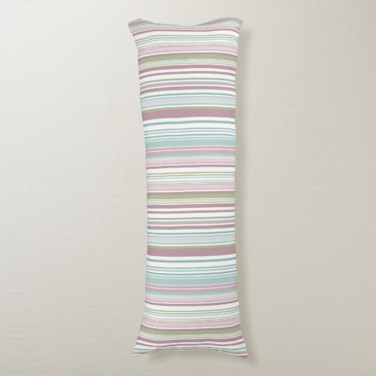 Pink, Aqua, mint, spring rain and mauve stripes Lichaamskussen (Voorkant Verticaal)