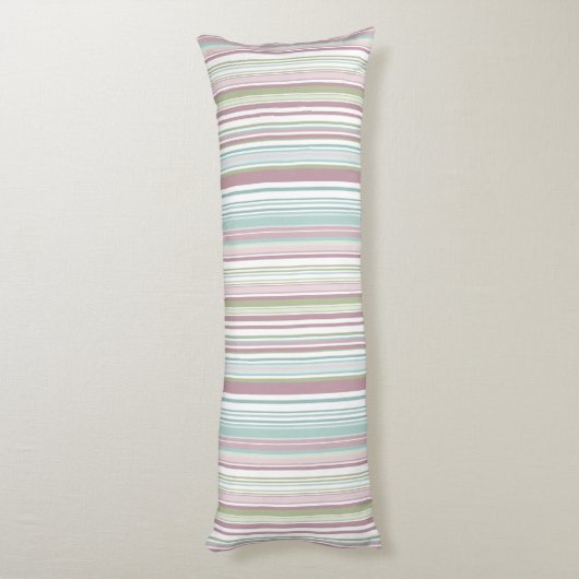 Pink, Aqua, mint, spring rain and mauve stripes Lichaamskussen (Achterkant (Verticaal))