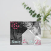 Pink & Aqua Swirls Bewaar de datum met je foto Aankondigingskaart (Staand voorkant)