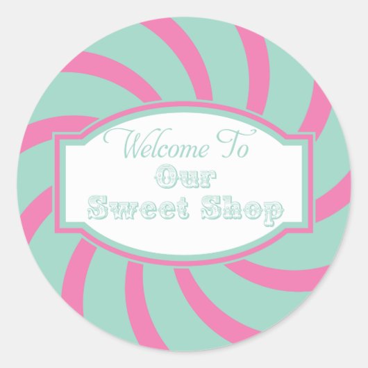 Pink Aqua Welkom bij Onze lieve shop Sticker (Voorkant)