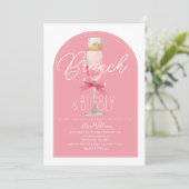 Pink Arch Champagne Brunch & Bubbly Vrijgezellenfe Kaart (Staand voorkant)