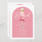 Pink Arch Champagne Brunch & Bubbly Vrijgezellenfe Kaart (Voorkant / Achterkant)
