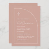 Pink Arch Eerste Communie Uitnodiging voor Meisjes (Voorkant / Achterkant)