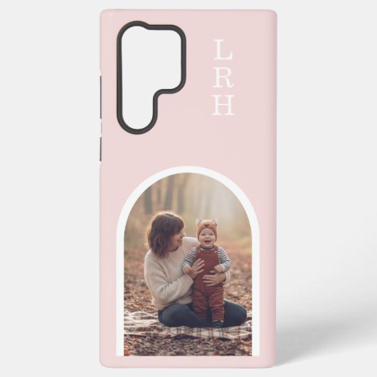 Pink Arch Frame Photo Monogram   Samsung Galaxy Hoesje (Achterkant)