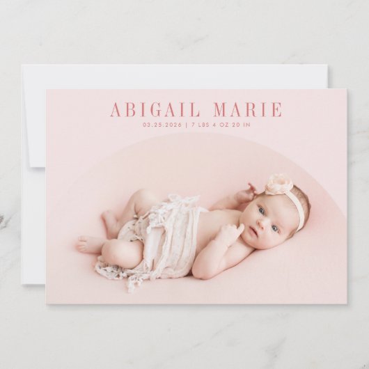 Pink Arch Lijst Geboorteaankondiging Kaart (Voorkant)
