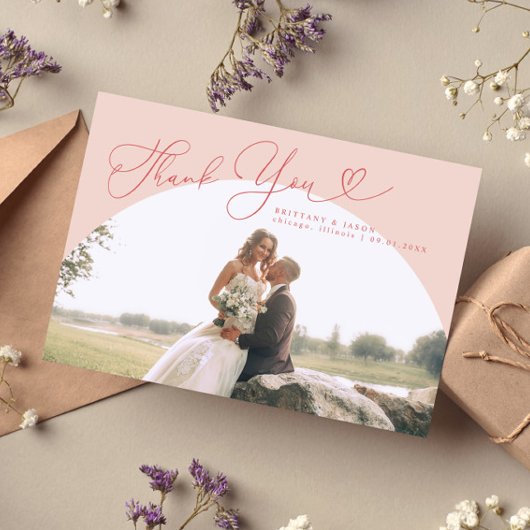Pink Arch Wedding Bedankt Script