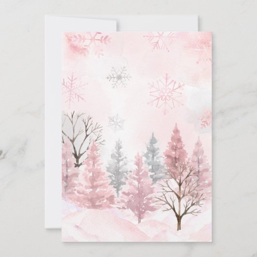 Pink Arctic Animals Baby shower Kaart (Achterkant)