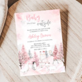 Pink Arctic Animals Baby shower Kaart