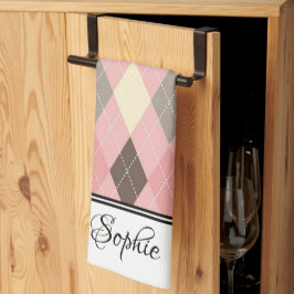 Pink Argyle gepersonaliseerd Theedoek