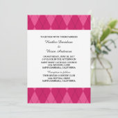 Pink Argyle Wedding Invite Kaart (Staand voorkant)