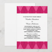 Pink Argyle Wedding Invite Kaart (Voorkant / Achterkant)