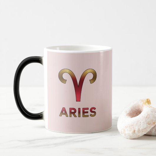 Pink Aries Glyph Red Gold Morphing Mug Magische Mok (Met donut)