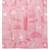 Pink Art Deco jaren 1920 Flapper Glamour Vrouwelij Douchegordijn (Voorkant)