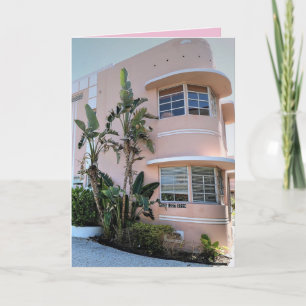 PINK ART DECO MIAMI BEACH CLASSY BIRTHDAY KAART