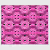 Pink art pop culture black heart cadeaupapier (Vlak)