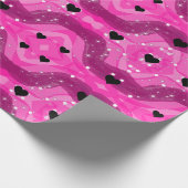 Pink art pop culture black heart cadeaupapier (Hoek)