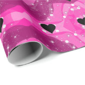 Pink art pop culture black heart cadeaupapier (Rol Hoek)