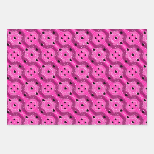Pink art pop culture black heart inpakpapier vel (Voorkant)