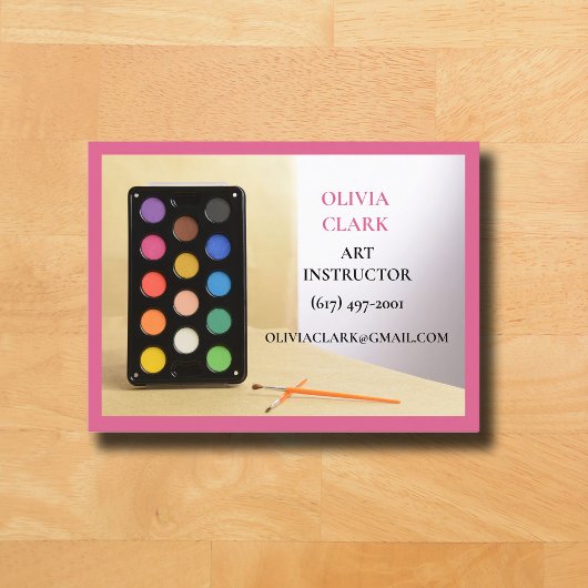 Pink Art Teacher Tutor Educator Kunstles Visitekaartje