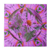 Pink Asters Floral Abstracte Kunst Tegeltje (Voorkant)