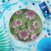 Pink Astrantia Blooms Floral Papieren Bordje (Feest)
