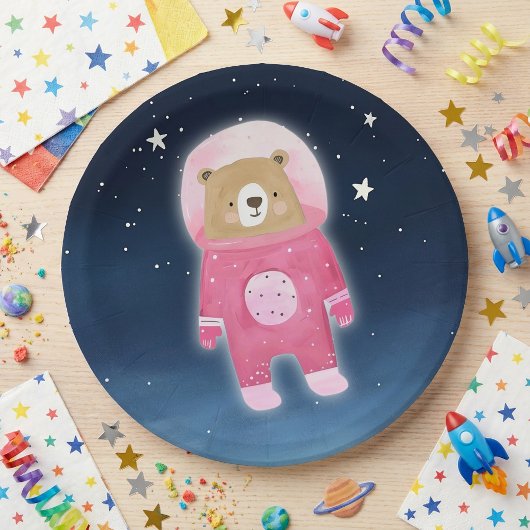 Pink Astronaut Beer Space Baby shower Papieren Bordje